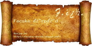 Fecske Árpád névjegykártya